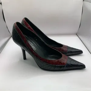 Donald J. Pliner Genuine Crocodile Shoes size 7M heels red black green VTG Y2K