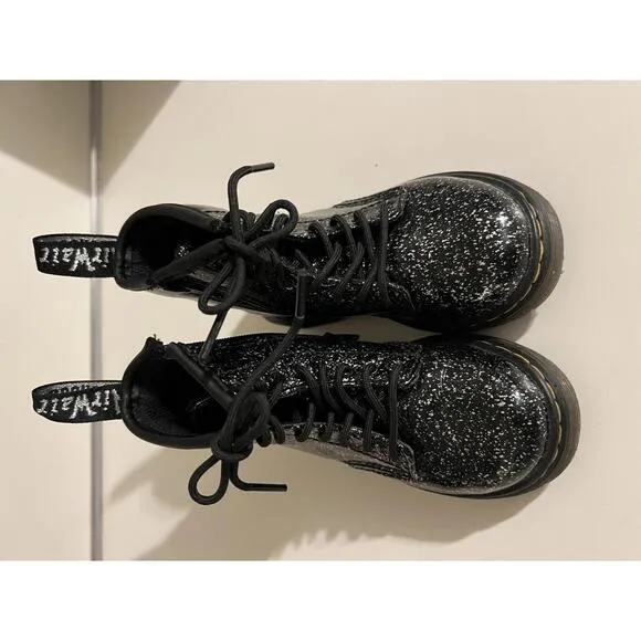 Dr. Martens 1460 Black Glitter Combat Boots - Kid’s Size 8 US
