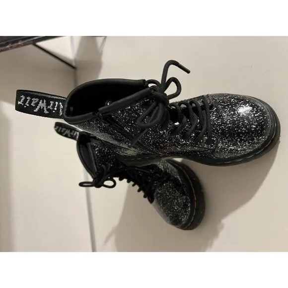 Dr. Martens 1460 Black Glitter Combat Boots - Kid’s Size 8 US