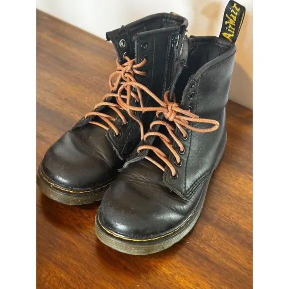 Dr. Martens 1460 J Glitter Silver &amp; Black Lace-Up Boots Youth Size 11 US kids