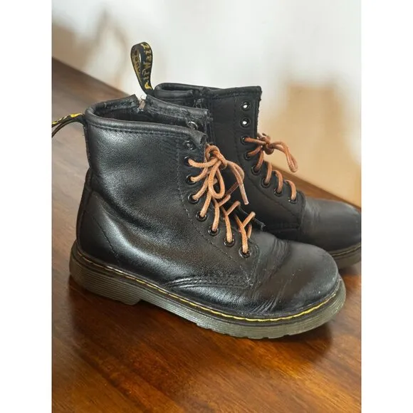 Dr. Martens 1460 J Glitter Silver &amp; Black Lace-Up Boots Youth Size 11 US kids