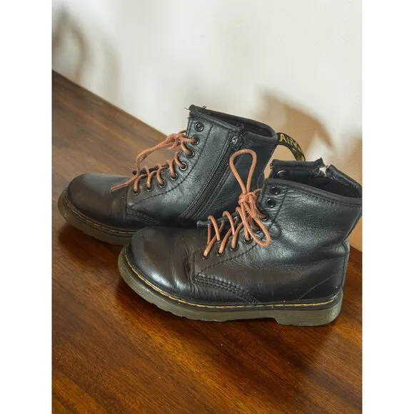 Dr. Martens 1460 J Glitter Silver &amp; Black Lace-Up Boots Youth Size 11 US kids