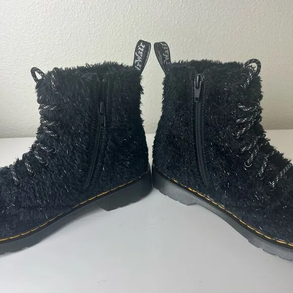 Dr Martens 1460 Pascal J Black Tinsel Fur Boots size4 new