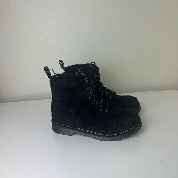 Dr Martens 1460 Pascal J Black Tinsel Fur Boots size4 new