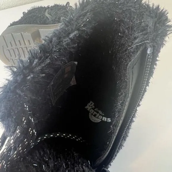 Dr Martens 1460 Pascal J Black Tinsel Fur Boots size4 new