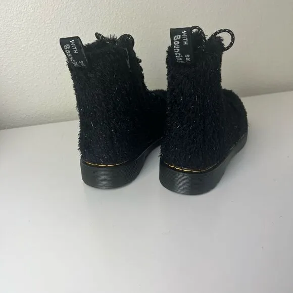 Dr Martens 1460 Pascal J Black Tinsel Fur Boots size4 new