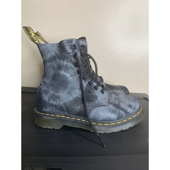 Dr. Martens 1460 Pascal Tie Dye Printed Suede Black 8‎ Eye Boots Women's Size 5