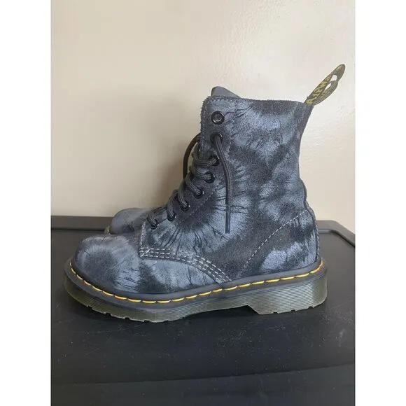 Dr. Martens 1460 Pascal Tie Dye Printed Suede Black 8‎ Eye Boots Women's Size 5
