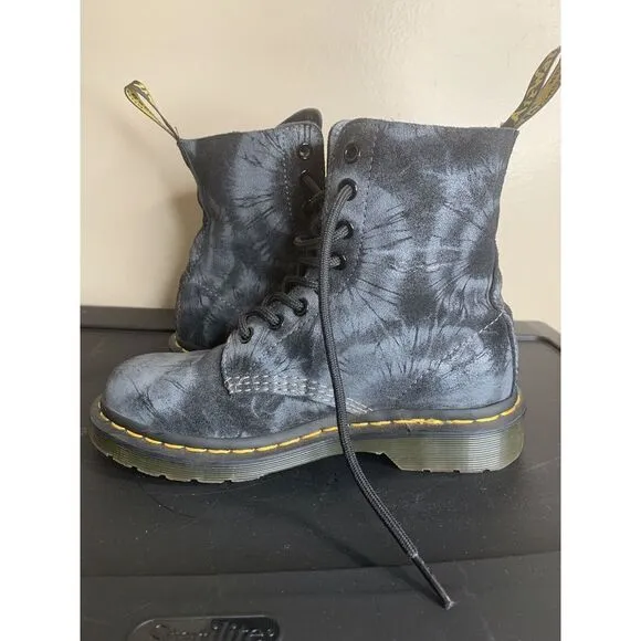 Dr. Martens 1460 Pascal Tie Dye Printed Suede Black 8‎ Eye Boots Women's Size 5