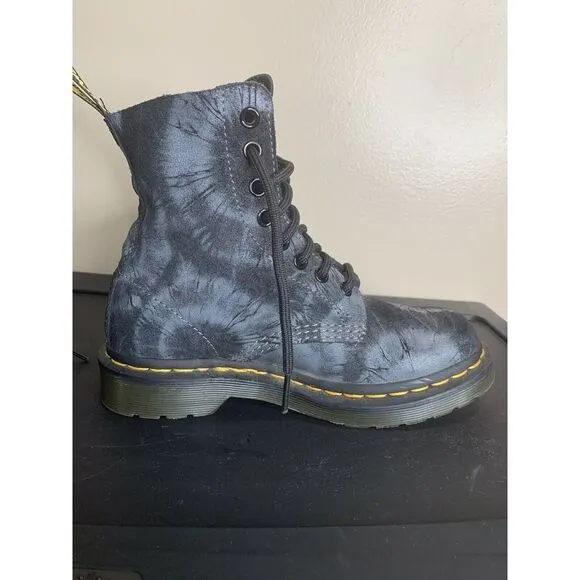 Dr. Martens 1460 Pascal Tie Dye Printed Suede Black 8‎ Eye Boots Women's Size 5