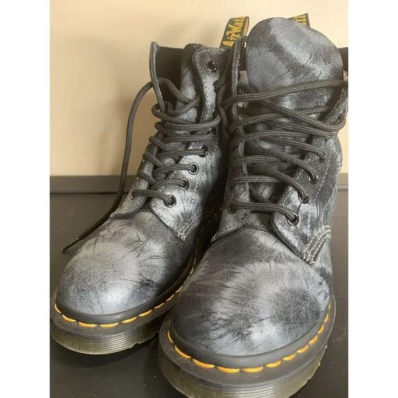 Dr. Martens 1460 Pascal Tie Dye Printed Suede Black 8‎ Eye Boots Women's Size 5