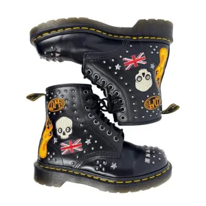 Dr. Martens 1460 Rock &amp; Roll Leather Embellishment Combat Boots Size UK 5 US W7
