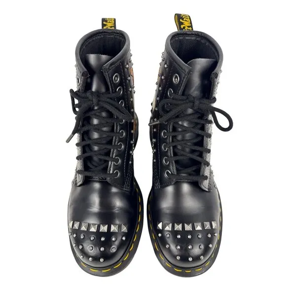 Dr. Martens 1460 Rock &amp; Roll Leather Embellishment Combat Boots Size UK 5 US W7