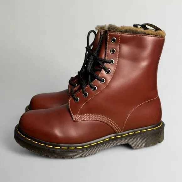 Dr. Martens 1460 Serena Faux Fur Lined Combat Boots in Abruzzo Waterproof