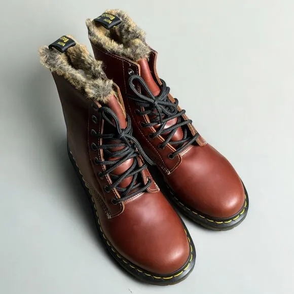 Dr. Martens 1460 Serena Faux Fur Lined Combat Boots in Abruzzo Waterproof