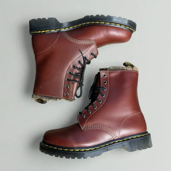 Dr. Martens 1460 Serena Faux Fur Lined Combat Boots in Abruzzo Waterproof