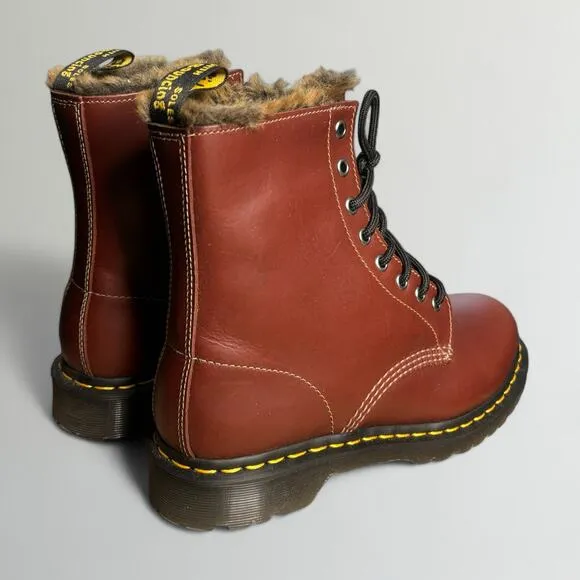 Dr. Martens 1460 Serena Faux Fur Lined Combat Boots in Abruzzo Waterproof