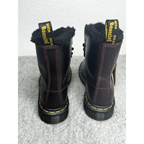 Dr Martens 1460 Serena Oxblood Atlas Boots Women's US Size 5 Faux Fur Lining