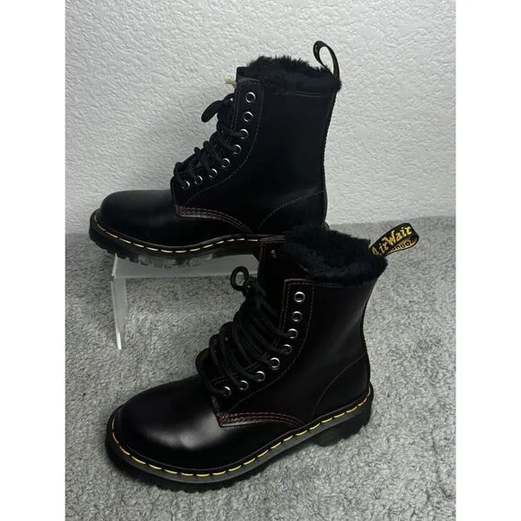 Dr Martens 1460 Serena Oxblood Atlas Boots Women's US Size 5 Faux Fur Lining