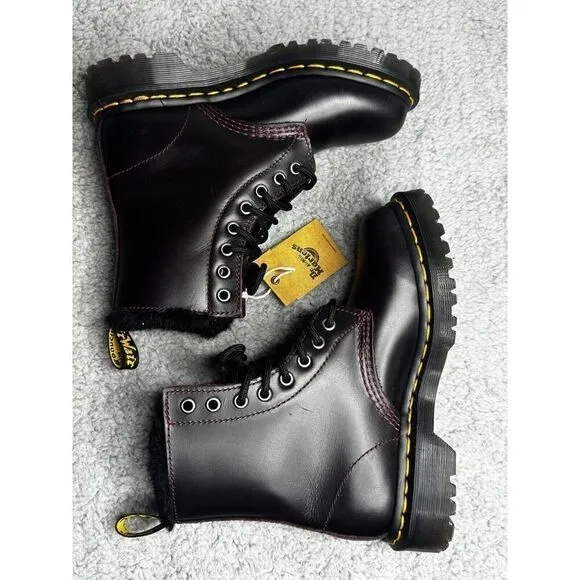 Dr Martens 1460 Serena Oxblood Atlas Boots Women's US Size 5 Faux Fur Lining
