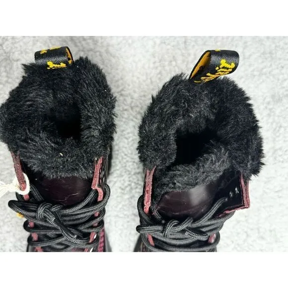 Dr Martens 1460 Serena Oxblood Atlas Boots Women's US Size 5 Faux Fur Lining