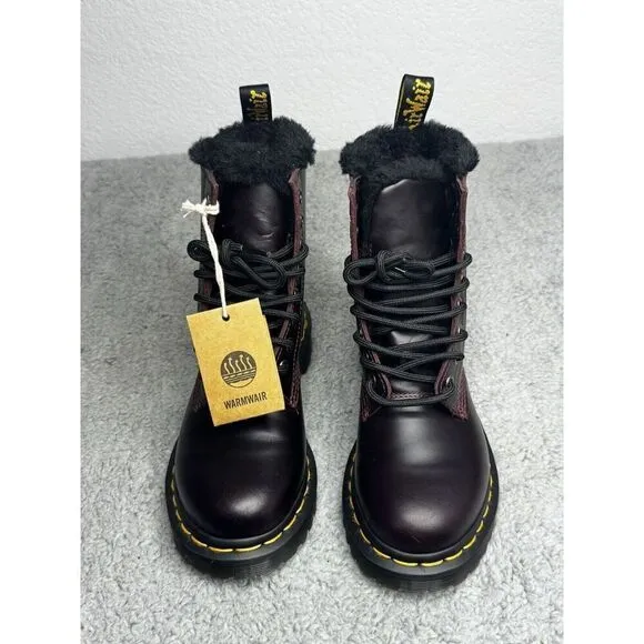 Dr Martens 1460 Serena Oxblood Atlas Boots Women's US Size 5 Faux Fur Lining