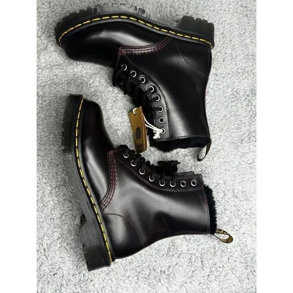 Dr Martens 1460 Serena Oxblood Atlas Boots Women's US Size 5 Faux Fur Lining