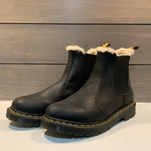 Dr Martens 2976 Faux Fur Lined Platform Chelsea Boots Black Goth Whimsigith Sz 8