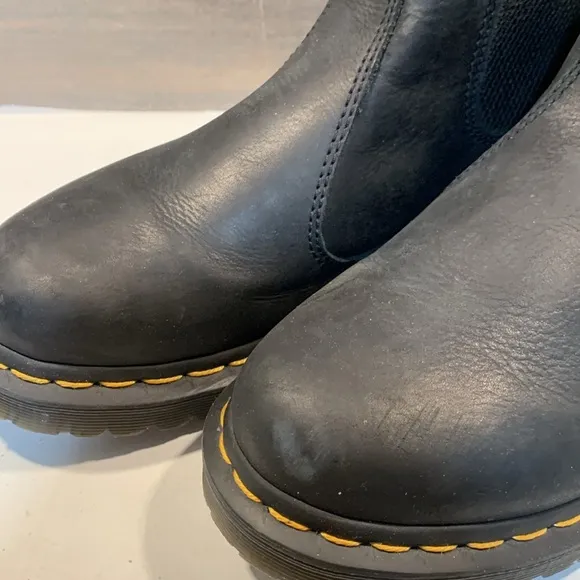 Dr Martens 2976 Faux Fur Lined Platform Chelsea Boots Black Goth Whimsigith Sz 8