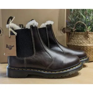 Dr. Martens 2976 Women's Leonore Faux Fur Lined Leather Chelsea Boots UK 6 NWT