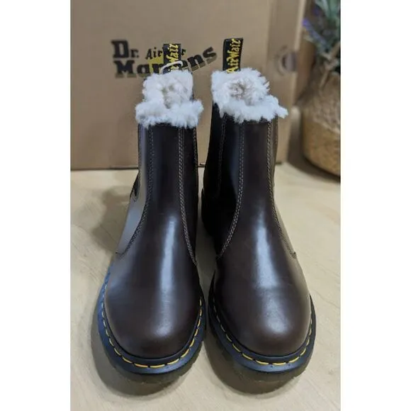 Dr. Martens 2976 Women's Leonore Faux Fur Lined Leather Chelsea Boots UK 6 NWT
