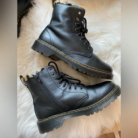 Dr. Martens Black Fur-Lined Women's Boots