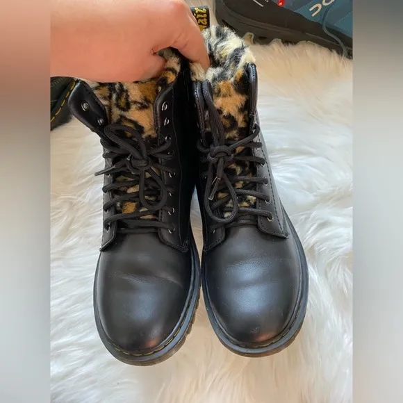 Dr. Martens Black Fur-Lined Women's Boots