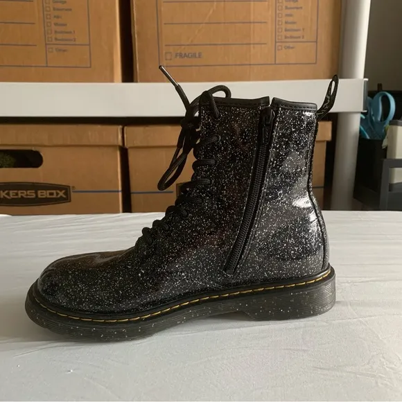 Dr. Martens Boots Cosmic Glitter Girls 6 Black 1460 Y Grunge Punk Y2K 90s
