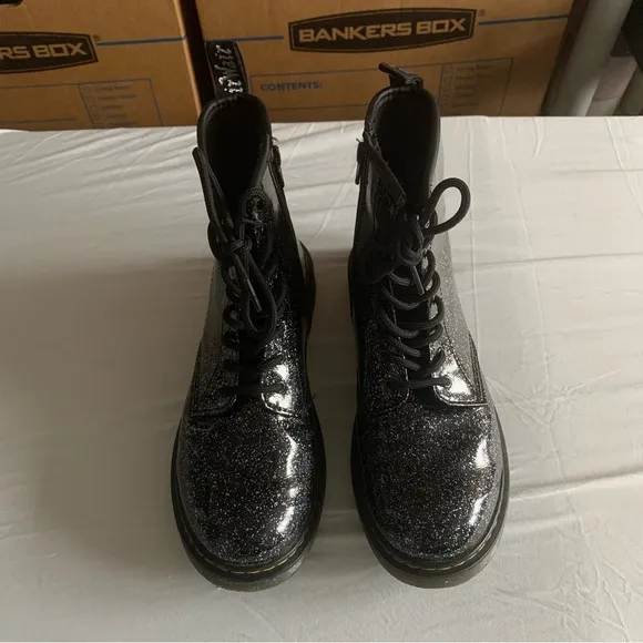 Dr. Martens Boots Cosmic Glitter Girls 6 Black 1460 Y Grunge Punk Y2K 90s