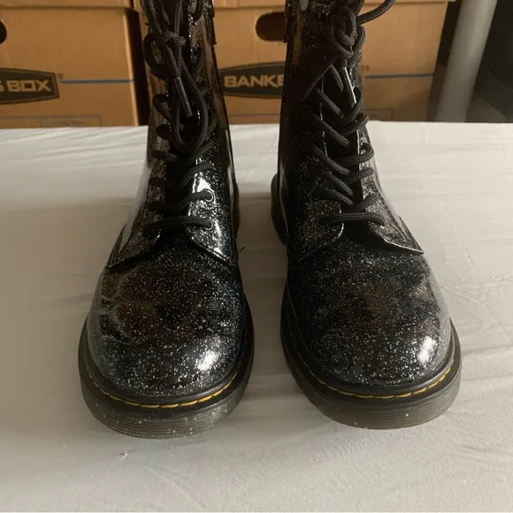 Dr. Martens Boots Cosmic Glitter Girls 6 Black 1460 Y Grunge Punk Y2K 90s