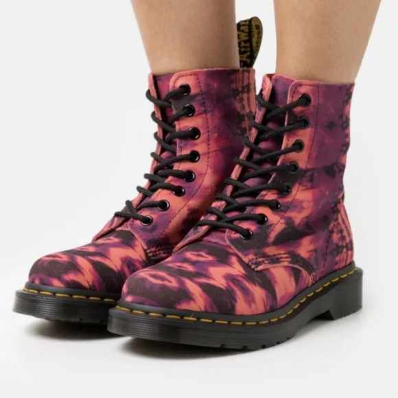 Dr. Martens Coral   Plum Pascal Tie Dye Combat Boots