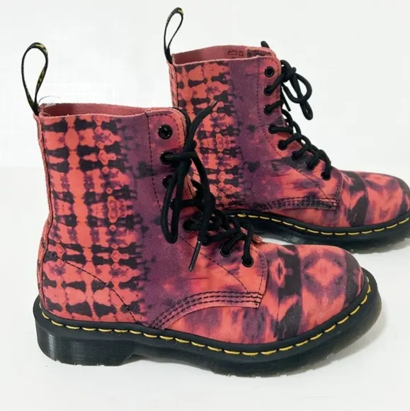 Dr. Martens Coral   Plum Pascal Tie Dye Combat Boots