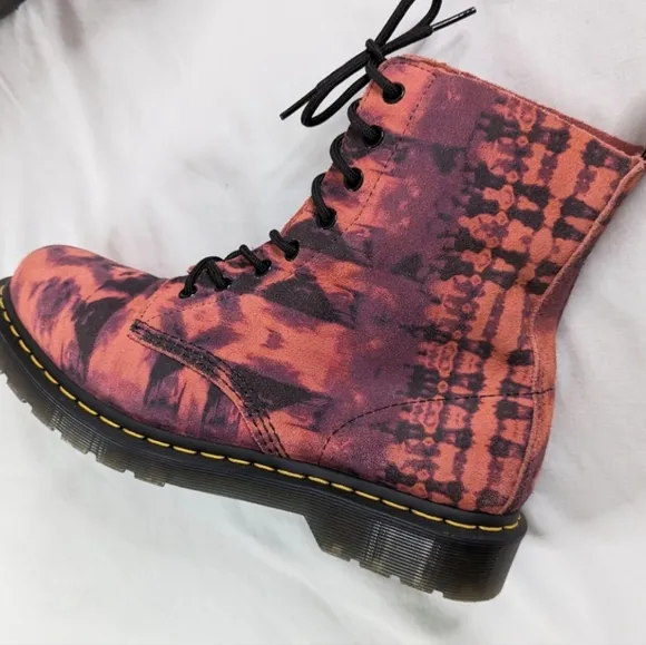Dr. Martens Coral   Plum Pascal Tie Dye Combat Boots