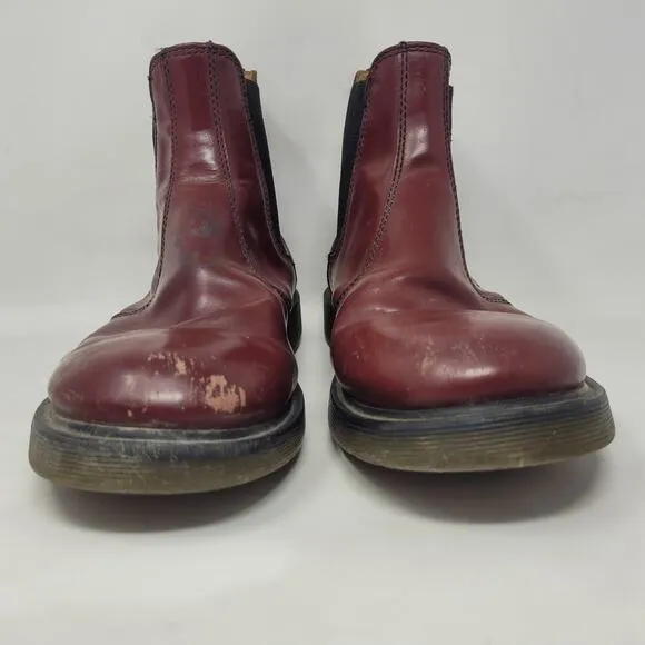 Dr. Martens Doc Boots Men 10 Red Leather Chelsea Punk Grunge 90s Distressed 2976