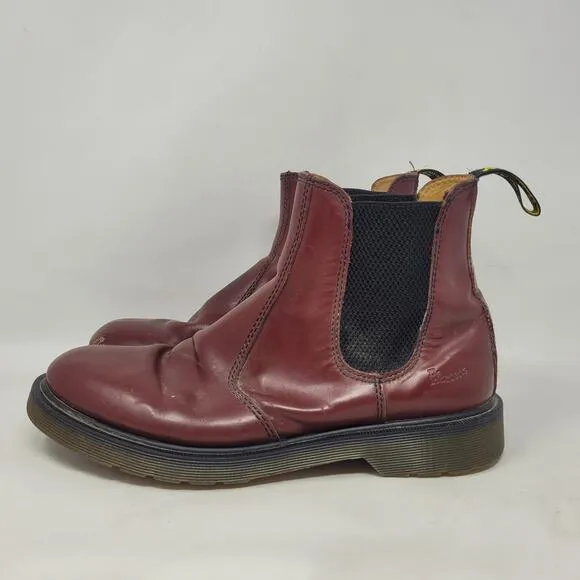 Dr. Martens Doc Boots Men 10 Red Leather Chelsea Punk Grunge 90s Distressed 2976