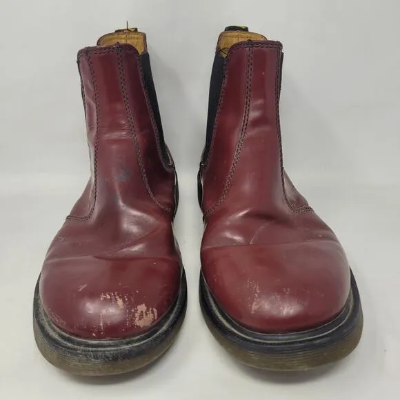 Dr. Martens Doc Boots Men 10 Red Leather Chelsea Punk Grunge 90s Distressed 2976