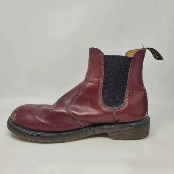 Dr. Martens Doc Boots Men 10 Red Leather Chelsea Punk Grunge 90s Distressed 2976