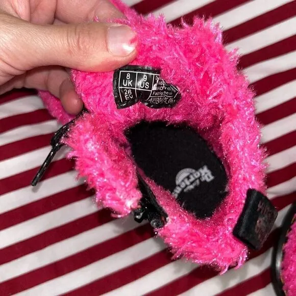 Dr martens hot pink fur tinsel boots sz 9