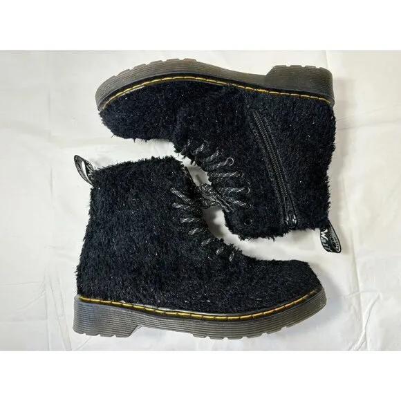 DR. MARTENS JUNIOR 1460 PASCAL TINSEL FUR LACE UP BOOTS US SIZE 1