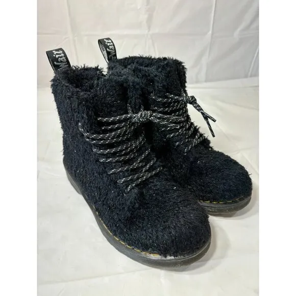 DR. MARTENS JUNIOR 1460 PASCAL TINSEL FUR LACE UP BOOTS US SIZE 1