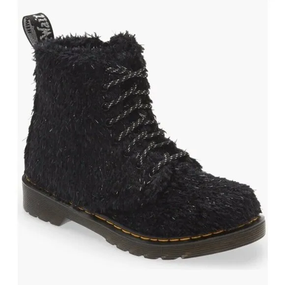 DR. MARTENS JUNIOR 1460 PASCAL TINSEL FUR LACE UP BOOTS US SIZE 1
