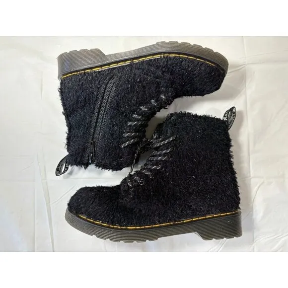 DR. MARTENS JUNIOR 1460 PASCAL TINSEL FUR LACE UP BOOTS US SIZE 1