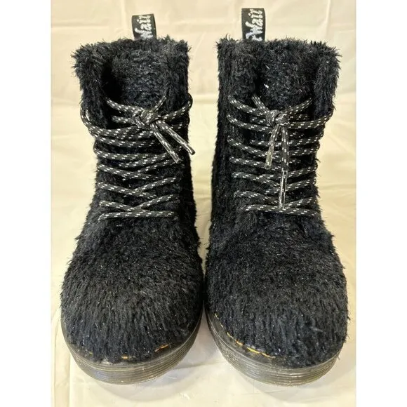 DR. MARTENS JUNIOR 1460 PASCAL TINSEL FUR LACE UP BOOTS US SIZE 1