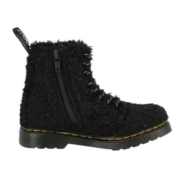 DR. MARTENS JUNIOR 1460 PASCAL TINSEL FUR LACE UP BOOTS US SIZE 1